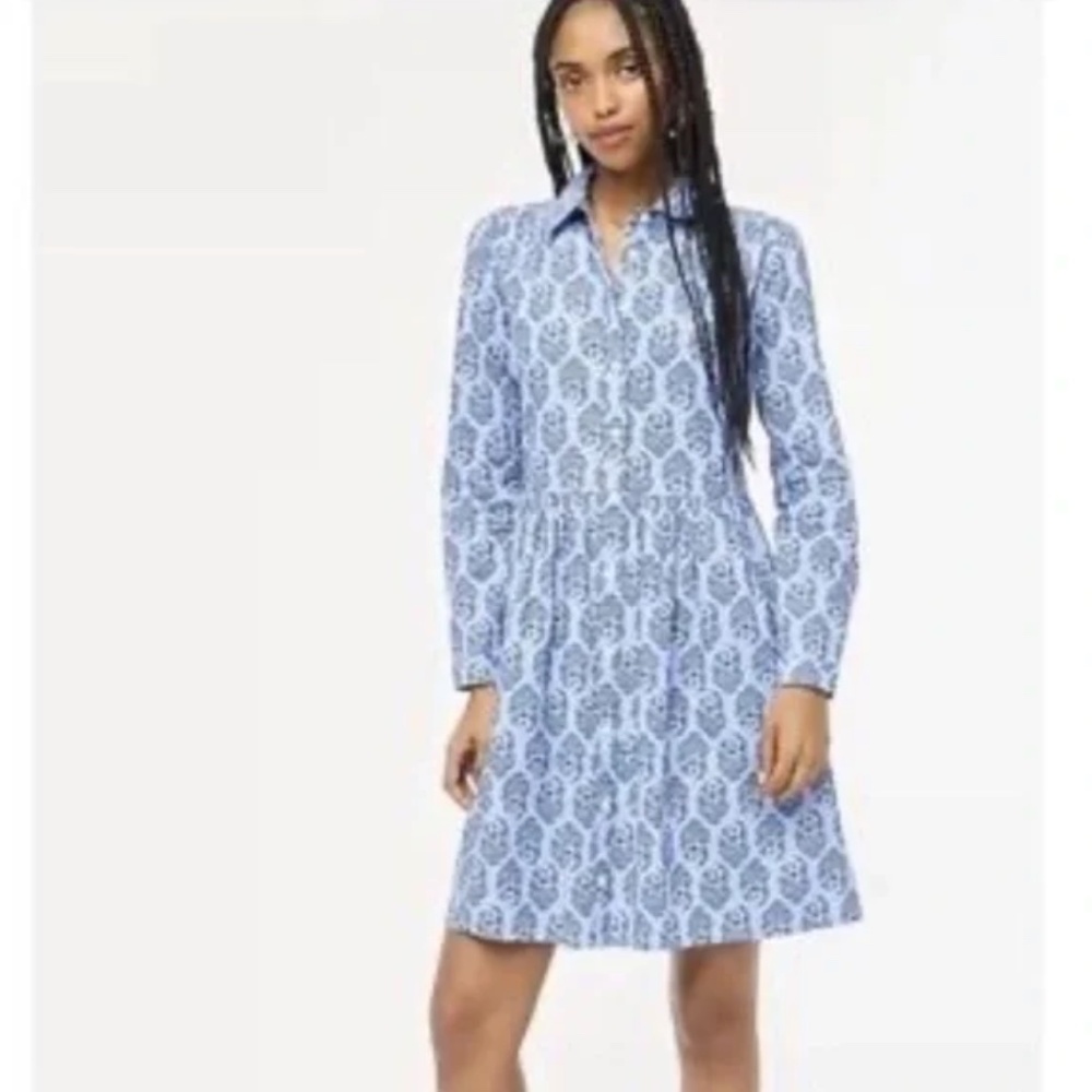 J. Crew Factory Blue Floral Shirt Dress Size 2